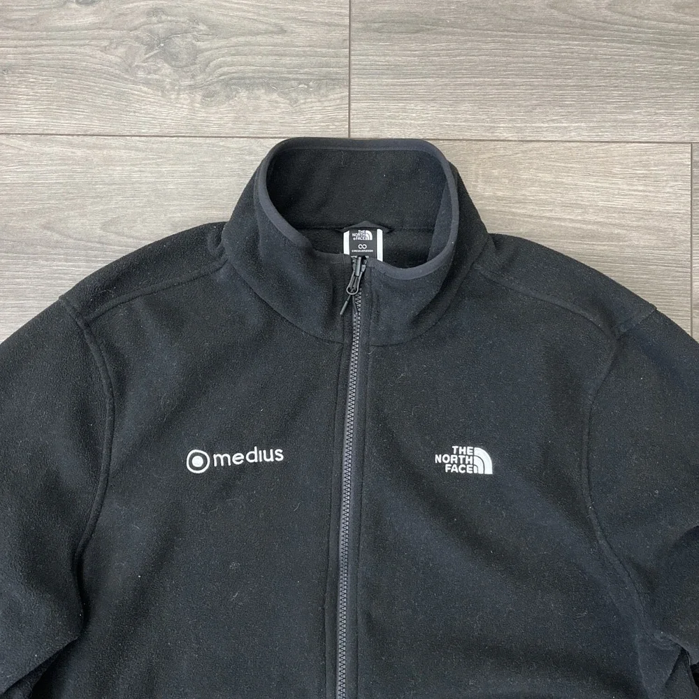 The North Face Mens XL Full Zip Fleece Sweater Black Branded